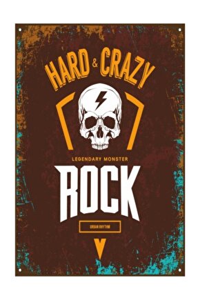 Hard Crazy Rock Retro Vintage Ahşap Poster