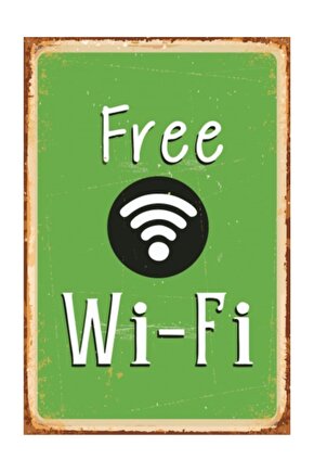 Wifi Retro Vintage Ahşap Poster