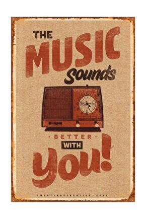 Müzik  Retro Vintage Ahşap Poster