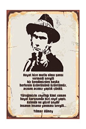 Yılmaz Güney Hayat Bize Mutlu Olma Şansı Vermedi Retro Vintage Ahşap Poster 2030049