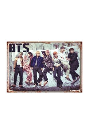 Bts  Retro Vintage Ahşap Poster