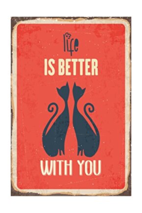 Life Is Better With You Retro Vintage Ahşap Poster