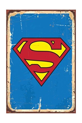 Superman Logo Retro Vintage Ahşap Poster