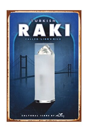 Rakı  Retro Vintage Ahşap Poster