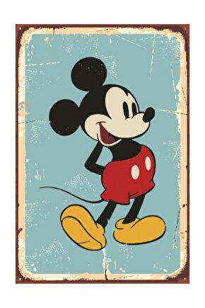 Disney Micky Mause Retro Vintage Ahşap Poster