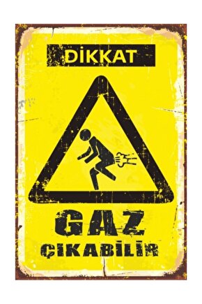 Dikkat Gaz Çıkabilir  Retro Vintage Ahşap Poster