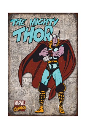 Thor Marvel Retro Ahşap Poster