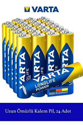 Longlife Power, Alkali Kalem Pil, 1.5v, Uzun Ömürlü, Aa, 24 Adet