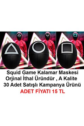 Samur Parti Parti Aksesuar & Kostüm Squidgamemaskesi 3 Model Toplam 30 Adet-