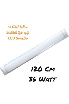 10 Adet Günışığı 3000k, 36 Watt, 120 cm, Ultra Kaliteli  Led Bant Armatür, Birinci Sınıf Led Armatür