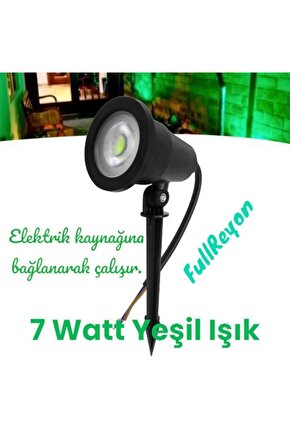 Elektrikle Çalışır, 7 Watt YEŞİL IŞIK Kazıklı Bahçe Armatürü, Çim Çiçek, Ağaç Aydınlatma Led Armatür