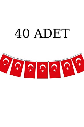 40 Adet Küçük İpli Bayrak Kağıdı – Renkli ve Neşeli Kutlama Ürünü