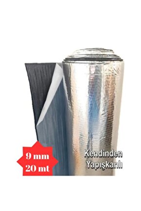 Alüminyum Folyolu Kauçuk Izolasyon 9mm 100cm x 24mt  (24m2) Kendinden Yapışkanlı  Kauçuk Köpüğü