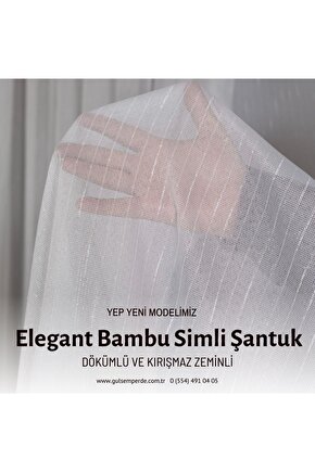 Elegant Bambu Sımlı Keten Şantuk Tül Perde 13sik Pıle Kirişmaz Ütü Istemez ( Yeni Ürün)