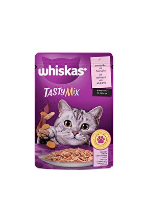 Pouch Tastymix Sos Içinde Somonlu Ve Havuçlu Yetişkin Kedi Konservesi 85 gr