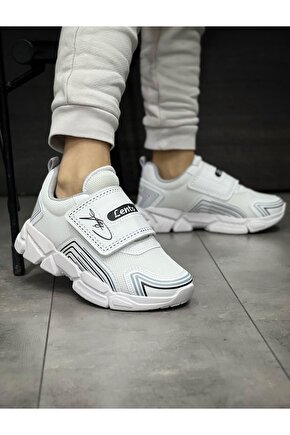 Çocuk Ortopedik Cırtlı Esnek Hafif Nefes Alabilen Unisex File Çocuk Sneaker Spor Ayakkabı