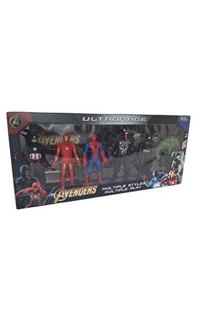 Avengers Karekterleri 6 Lı Spiderman, Batman, Kaptan Amerika, Hulk, Venom, Ironman Figür Oyuncak