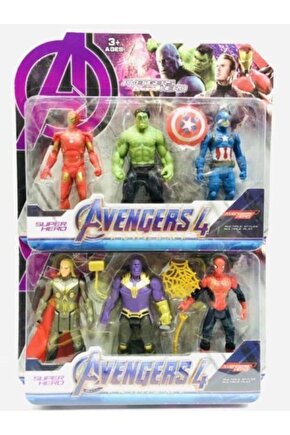 Thanos Hulk Spiderman Thor Ironman Captan Amerika Figür Oyuncak 6 Adet 11.5 cm