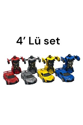 Transformers Robot 1:32 Kendinden Robota Dönüşebilen Araba - Çek Bırak Robota 4Lü Set