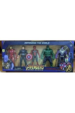 Avengers 16 Cm Işıklı Figür Oyuncak 5 Li Set Oyuncak Spiderman Thanos Hulk Iron Man