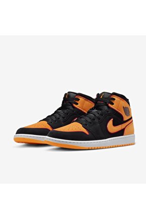 Air Jordan 1 Mid Black Orange Erkek Spor Ayakkabı