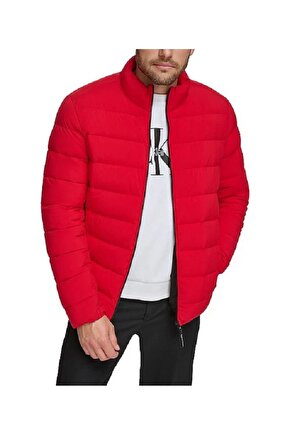 Long Sleeve Stretch Kırmızı Puffer Jacket Mont