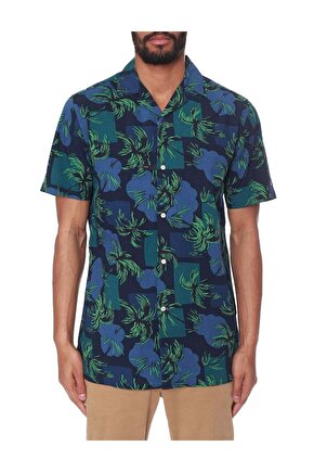 Palm Tree Print Shirt Erkek Kısa Kollu Gömlek