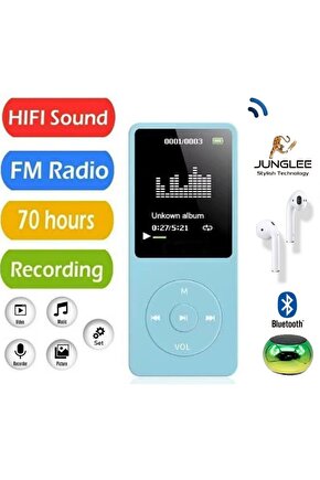 8GB DAHİLİ HAFIZALI BLUETOOTHLU MP3-MP4 ÇALAR SES KAYIT FM RADİO DAHİLİ HOPARLÖR EKRANLI MÜZİK ÇALAR