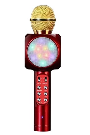 LED IŞIKLI ŞARJLI KABLOSUZ KARAOKE MİKROFON BLUETOOTH HOPARLÖR SES DEĞİŞTİRME SD KART USB GİRİŞLİ