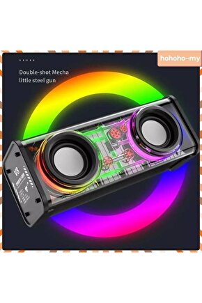 bluetooth hoparlör tws özellikli 2x5w led ışıklı fm radyo usb sd kart giriş kablosuz şarjlı speaker