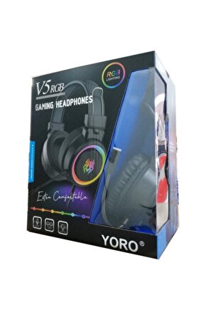 Yoro V5 Mikrofonlu Oyuncu Kulaklığı Yeni Nesil Rgb Led Işıklı Kulaklık