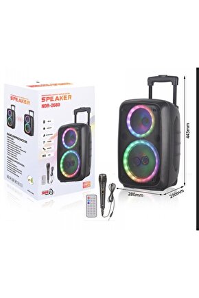 LED IŞIKLI BLUETOOTH HOPARLÖR MİKROFONLU ŞARJLI TAŞINABİLİR TEKERLEKLİ SPEAKER