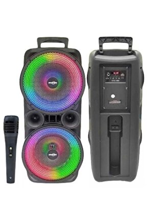 Mikrofonlu Bluetooth Hoparlör Toplantı Parti Eğlence Led Işıklı Sd Kart Fm Usb Girişli Speaker