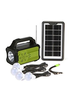 Güneş Enerji Panelli Solar Güç Sistemi Powerbank Kamp Doğa Balık Karavan Fener Fm Bluetoth Müzik