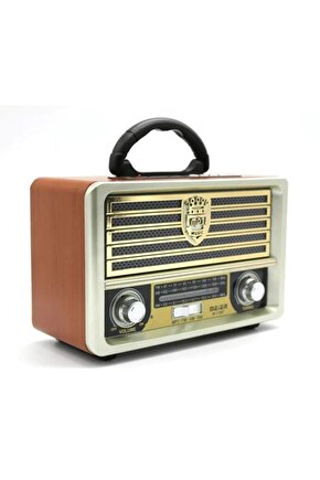 Ahşap Görünümlü Nostaljik Radyo Usb Aux Bluetooth Hoparlör Uzaktan Kumanda M-113bt