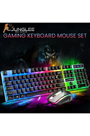 Led Işıklı Oyuncu Klavye Mouse Seti Usb Girişli Kablolu J-1001