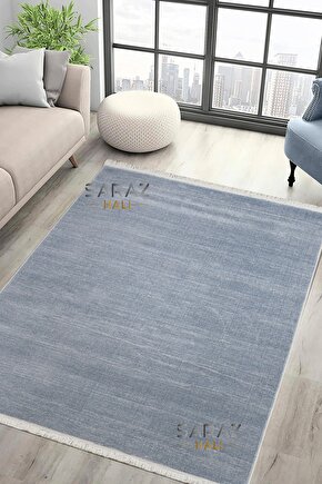 Parma Düz Mavi Model Dokuma Halı Kilim Yolluk Salon Halısı Modern Dokuma