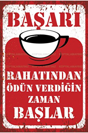 başarı rahatından ödün verdiğin zaman başlar motivasyon sözleri duvar yazıları retro ahşap poster