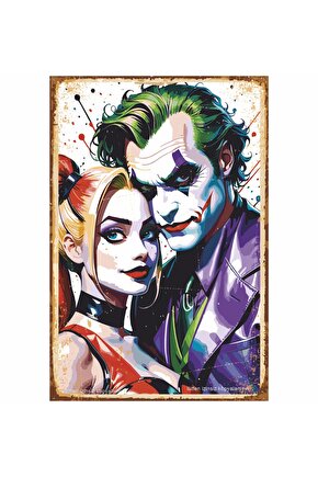 the joker, harley quinn sinema anime manga ev dekorasyon tablo retro ahşap poster