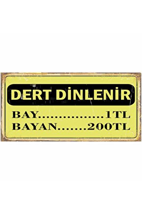 dert dinlenir bay  komik eğlenceli duvar yazıları ev dekorasyon tablo mini retro ahşap poster