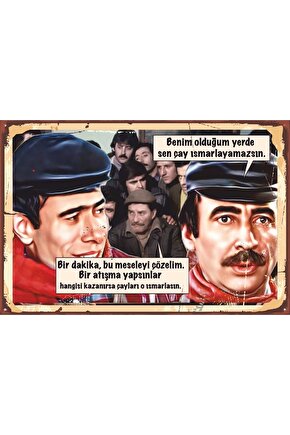 Çiçek Abbas Ilyas Salman Şener Şen Yeşilçam Çay Replik Retro Ahşap Poster