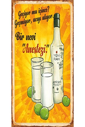 Rakı Bir Nevi Anestezi Mini Retro Ahşap Poster