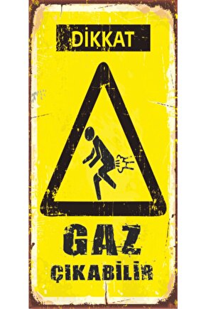 Dikkat Gaz Çıkabilir 10 Cm X 20 Cm Mini Retro Ahşap Poster