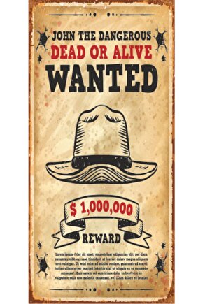 Wanted Aranıyor 10 Cm X 20 Cm Mini Retro Ahşap Poster