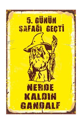 Yüzüklerin Efendisi Gandalf Retro Vintage Ahşap Poster