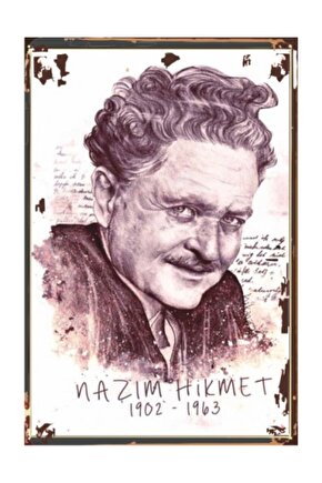 Nazım Hikmet Retro Vintage Ahşap Poster