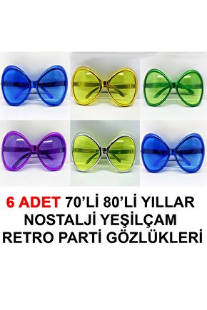 70li 80li Yıllar Nostalji Yeşilçam Retro Parti Gözlükleri 6 Adet