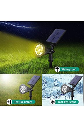 7 Watt AMBER IŞIK Kaliteli Solar Armatür, Güneş Enerjili Çim, Çiçek, Ağaç, Bahçe Aydınlatma Armatürü