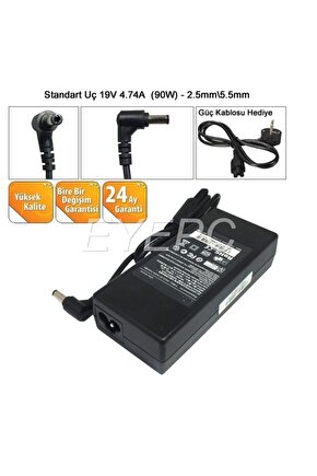 STANDART 5*2.5 mm -Asus Toshıba Casper Laptop Adaptör Şarz Şarj Cihazı Aleti 19 V