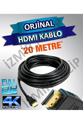 20 Metre Hdmi To Hdmi Gold Altın Uçlu 24k 1.4 Ver. 3d Kablo Hd